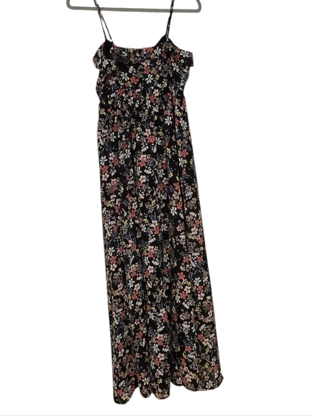 Forever 21 Black Floral Maxi Dress with Pink, White & Green Blossoms
